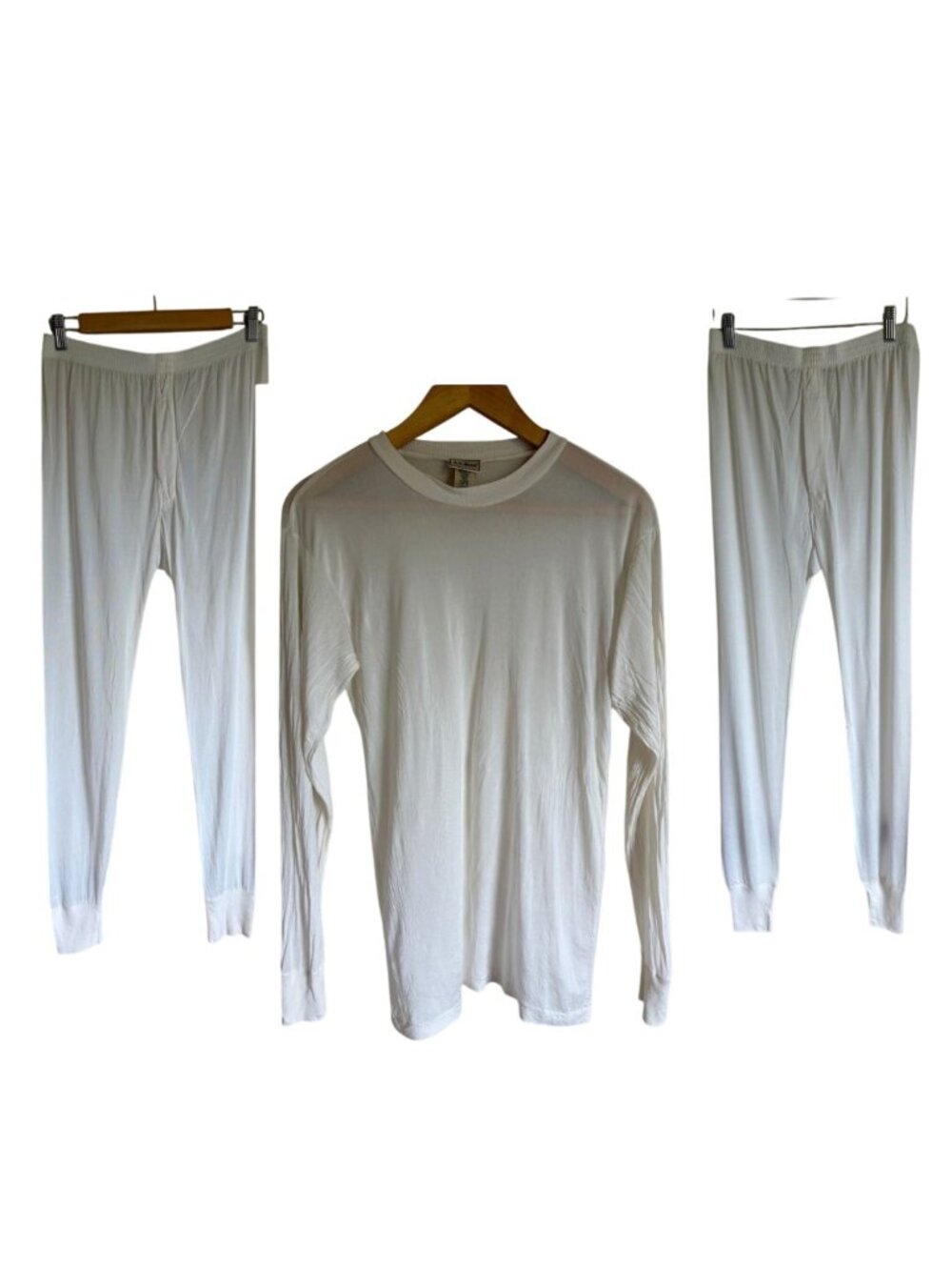 Set of 3 LL Bean Men's Medium 100% Silk Baselayer Top and Two Pairs of Pants